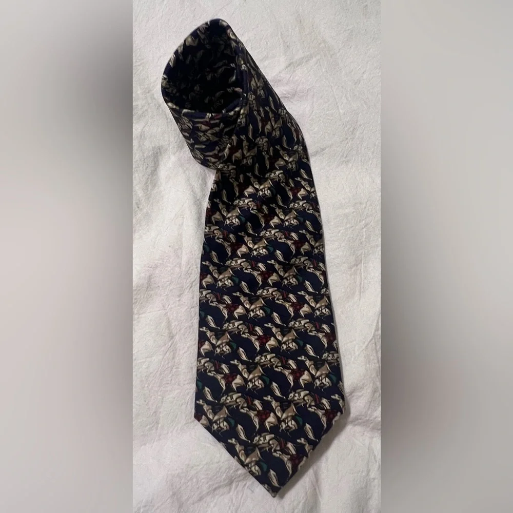 Mane Greyhound Dog Race Pattern 100% Silk from Italy Necktie Handmade in USA